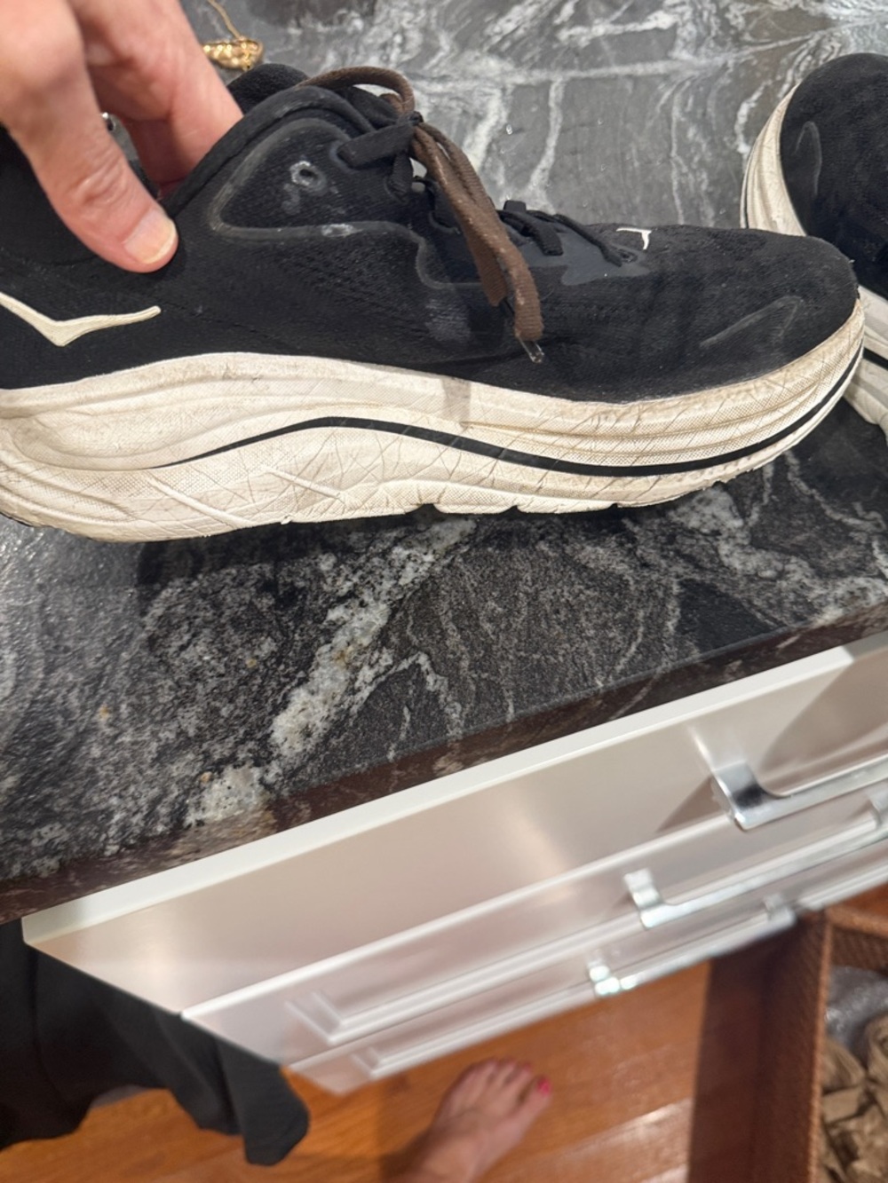 Hoka Men's Black and White Athletic Running Shoes - Picture 5 of 10
